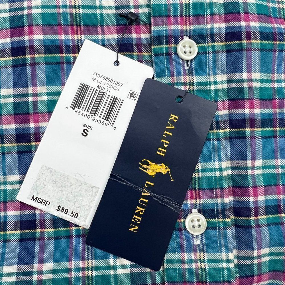 New POLO Ralph Lauren Men US S Multicolor Plaid Shirt Long Sleeve Button Down - Picture 7 of 7